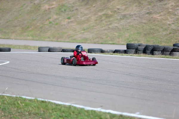 Odessa Ukraine April 2017 Kartmeisterschaft Kartfahrer Mit Helm Und Rennanzug — Stockfoto