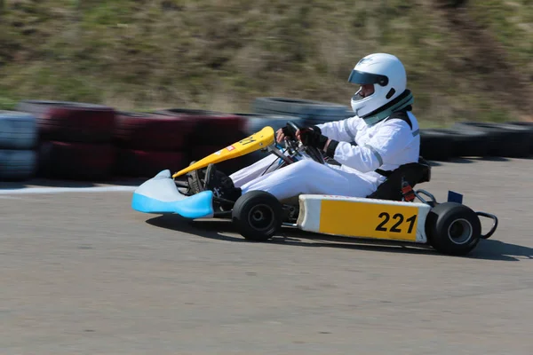 Odessa Ukraina April 2017 Karting Championship Kart Förare Hjälm Racing — Stockfoto