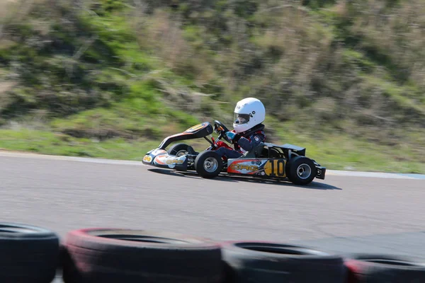 Odessa Ucrania Abril 2017 Campeonato Karting Niños Adolescentes Conductores Karts —  Fotos de Stock