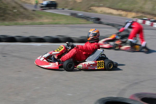 Odessa Ukraine Abril 2017 Campeonato Karting Crianças Adolescentes Adultos Kart — Fotografia de Stock