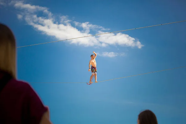 Odessa Ucrania Agosto 2017 Caminante Línea Alta Participando Competencia Festival — Foto de Stock