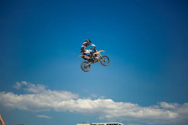 Odessa Ucraina Agosto 2017 Pilota Professionista Alla Fmx Freestyle Motocross — Foto Stock