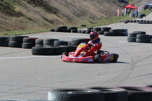 Odessa Ukraine Abril 2017 Campeonato Karting Crianças Adolescentes Adultos Kart — Fotografia de Stock