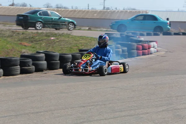 Odessa Oekraïne April 2017 Kartkampioenschap Kinderen Tieners Volwassenen Kart Racing — Stockfoto