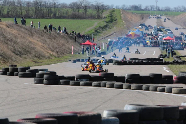 Odessa Ukraina April 2017 Karting Championship Barn Tonåringar Och Vuxna — Stockfoto