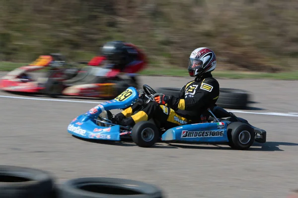 Odessa Ukraine Abril 2017 Campeonato Karting Crianças Adolescentes Adultos Kart — Fotografia de Stock