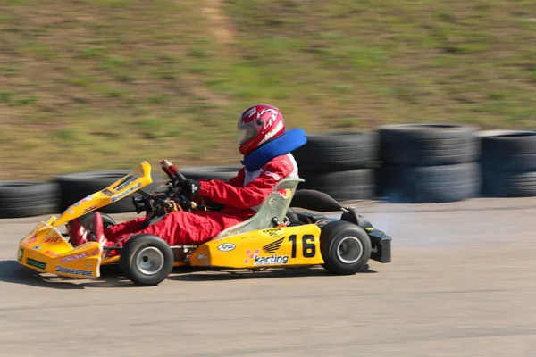 Odessa Ucrania Abril 2017 Campeonato Karting Niños Adolescentes Conductores Karts — Foto de Stock