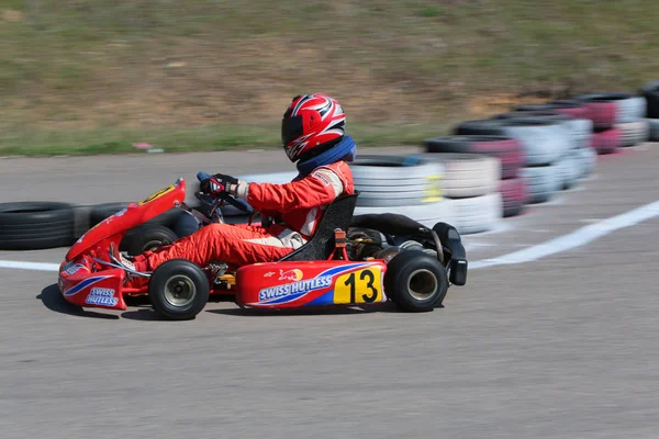 Odessa Ucrania Abril 2017 Campeonato Karting Niños Adolescentes Conductores Karts —  Fotos de Stock