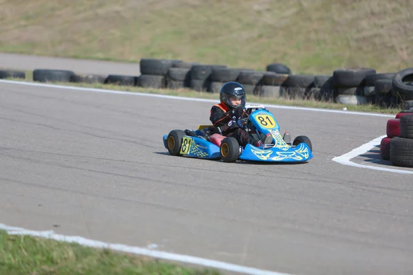 Odessa Ucrania Abril 2017 Campeonato Karting Niños Adolescentes Conductores Karts — Foto de Stock