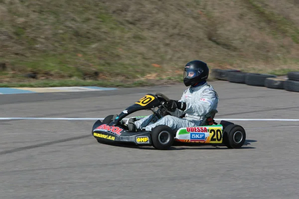 Odessa Ukraina April 2017 Karting Championship Kart Förare Hjälm Racing — Stockfoto