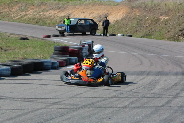 Odessa Ukraine April 2017 Kartmeisterschaft Kartfahrer Mit Helm Und Rennanzug — Stockfoto
