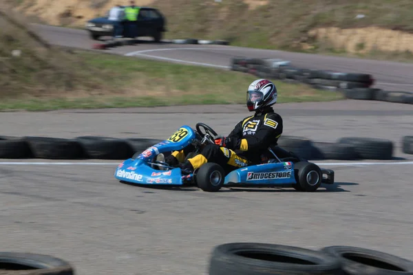 Odessa Ukraine Abril 2017 Campeonato Karting Crianças Adolescentes Adultos Kart — Fotografia de Stock