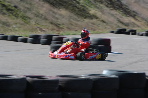 Odessa Ukraine Abril 2017 Campeonato Karting Crianças Adolescentes Adultos Kart — Fotografia de Stock