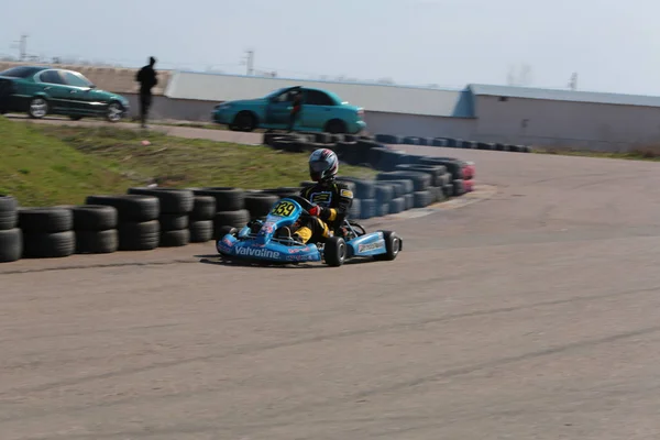 Odessa Ucrania Abril 2017 Campeonato Karting Niños Adolescentes Conductores Karts — Foto de Stock