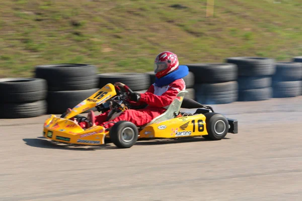 Odessa Ukraine Abril 2017 Campeonato Karting Crianças Adolescentes Adultos Kart — Fotografia de Stock