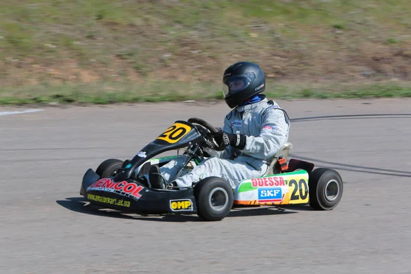 Odessa Ukraine Abril 2017 Campeonato Karting Crianças Adolescentes Adultos Kart — Fotografia de Stock