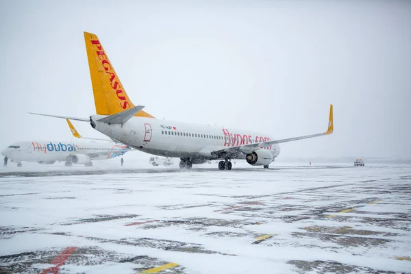 Odessa Ukraina Circa 2018 Firma Airliner Pegasus Pasie Startowym Blizzard — Zdjęcie stockowe