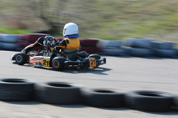 Odessa Ukraine Abril 2017 Campeonato Karting Crianças Adolescentes Adultos Kart — Fotografia de Stock