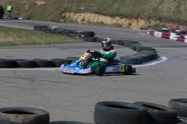 Odessa Ukraine Abril 2017 Campeonato Karting Crianças Adolescentes Adultos Kart — Fotografia de Stock