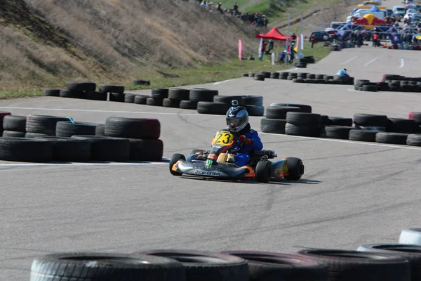 Odessa Ucrania Abril 2017 Campeonato Karting Niños Adolescentes Conductores Karts — Foto de Stock