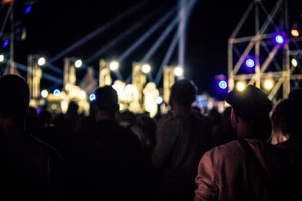 Folle Alzando Mani Godendo Grande Festa Del Festival Concerto Rock — Foto Stock