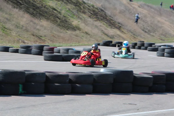 Odessa Ukraine Abril 2017 Campeonato Karting Crianças Adolescentes Adultos Kart — Fotografia de Stock