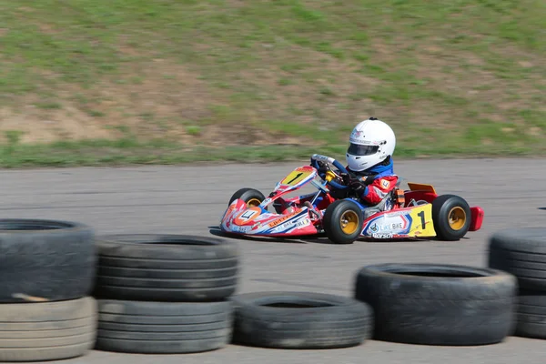 Odessa Ukraine Abril 2017 Campeonato Karting Crianças Adolescentes Adultos Kart — Fotografia de Stock