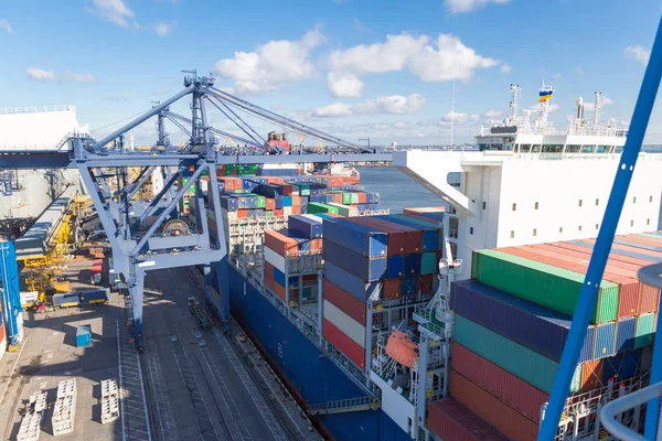 Container Ship Loading Port Container Terminal — Stock Photo, Image