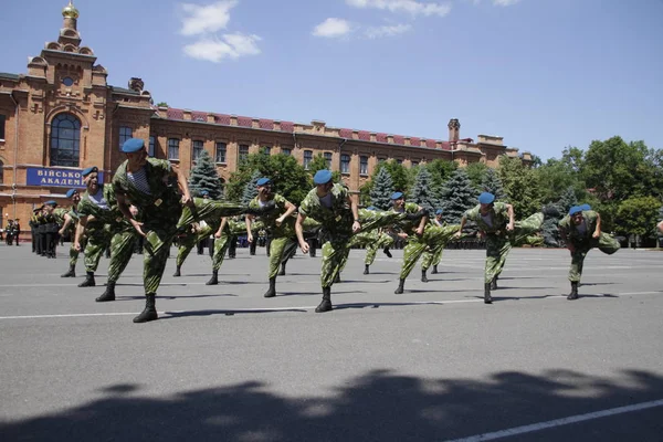 Estudantes Durante Treinamento Matinal Academia Militar — Fotografia de Stock