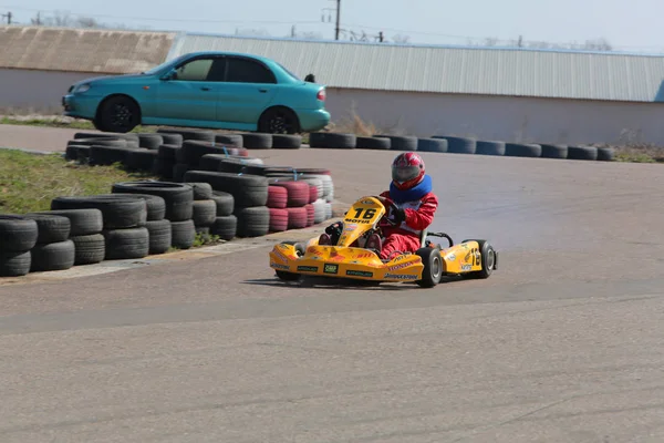 Odessa Ukraine April 2017 Kartmeisterschaft Kinder Jugendliche Und Erwachsene Kartfahrer — Stockfoto