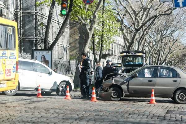 Car Accident Street Sunny Day — Stock Photo, Image