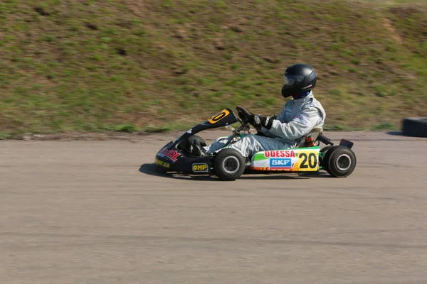 Odessa Ukraine Abril 2017 Campeonato Karting Crianças Adolescentes Adultos Kart — Fotografia de Stock