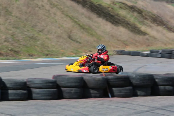 Odessa Ukraina April 2017 Karting Championship Kart Förare Hjälm Racing — Stockfoto