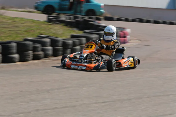 Odessa Ukraina April 2017 Karting Championship Kart Förare Hjälm Racing — Stockfoto