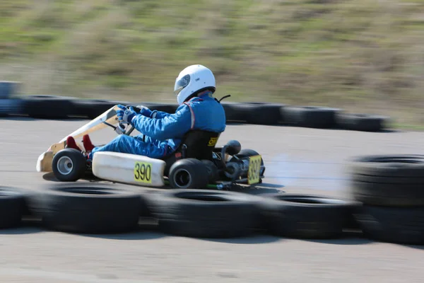 Odessa Ukraine Abril 2017 Campeonato Karting Crianças Adolescentes Adultos Kart — Fotografia de Stock