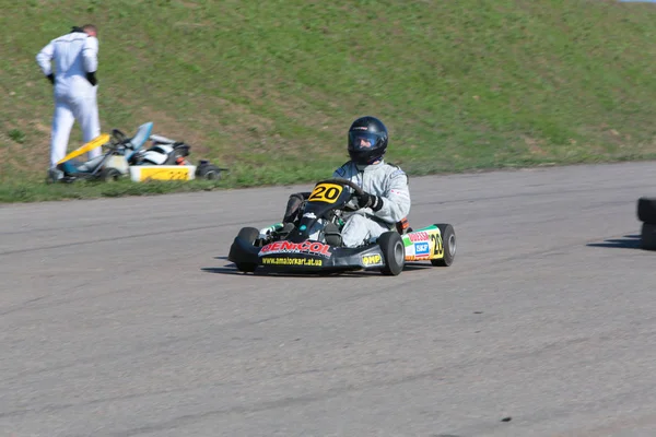 Odessa Ucrania Abril 2017 Campeonato Karting Niños Adolescentes Conductores Karts — Foto de Stock