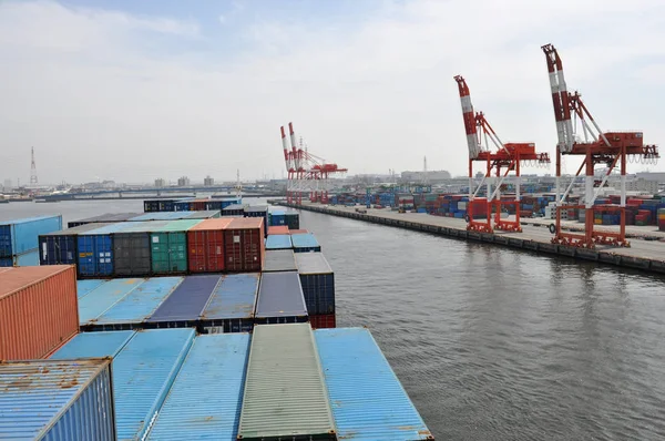 Industriële Haven Met Containers Osaka Japan Met Een Deel Van — Stockfoto