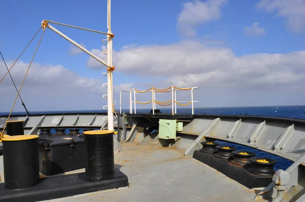 Barco Contenedores Cubierta Parte Del Primer Plano Del Buque — Foto de Stock