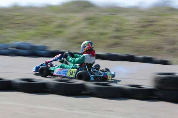 Odessa Ukraine Abril 2017 Campeonato Karting Crianças Adolescentes Adultos Kart — Fotografia de Stock