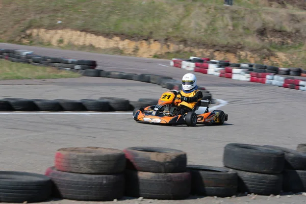 Odessa Ukraine April 2017 Karting Championship Children Teenagers Adult Kart — Stock Photo, Image