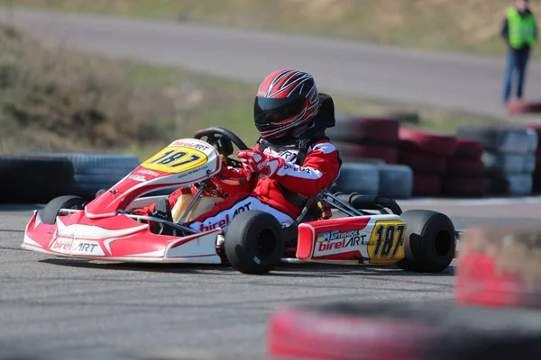 Odessa Ucrania Abril 2017 Campeonato Karting Niños Adolescentes Conductores Karts — Foto de Stock