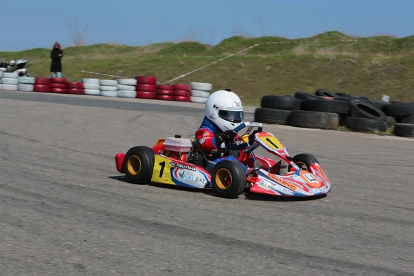 Odessa Ucrania Abril 2017 Campeonato Karting Niños Adolescentes Conductores Karts — Foto de Stock