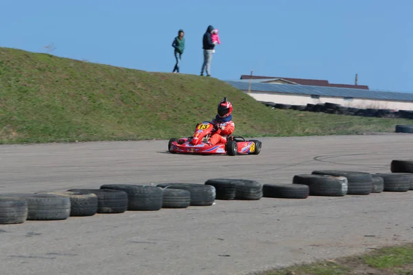 Odessa Ukraine Abril 2017 Campeonato Karting Crianças Adolescentes Adultos Kart — Fotografia de Stock