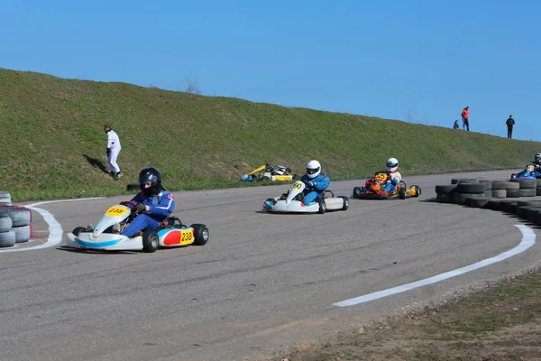 Odessa Ukraina Kwietnia 2017 Karting Championship Dzieci Młodzieży Dorosłych Kart — Zdjęcie stockowe