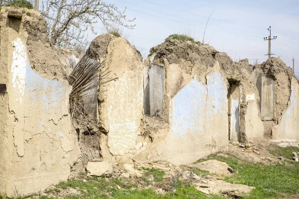 Vieille Maison Ruine Ruines Une Maison Faite Coquillages Paille Argile — Photo