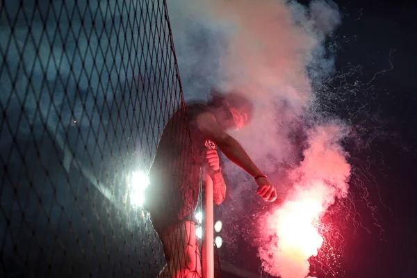 Odessa Ukraine July 2017 Shakhtar Dynamo Match Football Fan Smoke — Stock Photo, Image