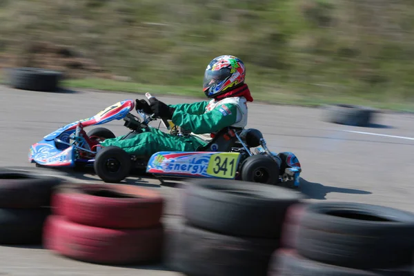 Odessa Ukraina Kwietnia 2017 Karting Championship Dzieci Młodzieży Dorosłych Kart — Zdjęcie stockowe