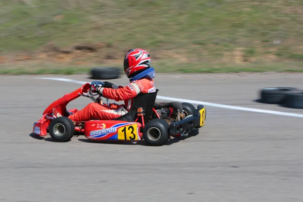 Odessa Ucrania Abril 2017 Campeonato Karting Niños Adolescentes Conductores Karts —  Fotos de Stock