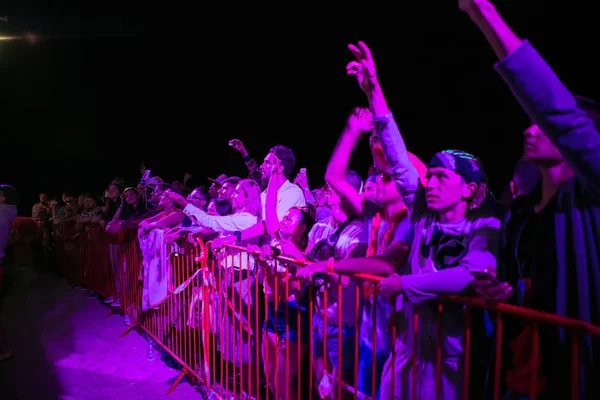 Odessa Ukraine August 2017 Blick Auf Jubelnde Menge Bei Rockkonzert — Stockfoto