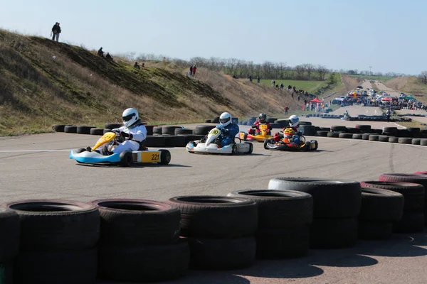 Odessa Ukrayna Nisan 2017 Karting Şampiyonası Çocuklar Gençler Yetişkin Kart — Stok fotoğraf